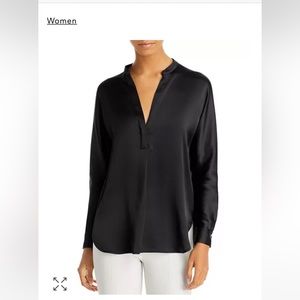 Vince 100% silk banded collar blouse size S New without tag, never worn